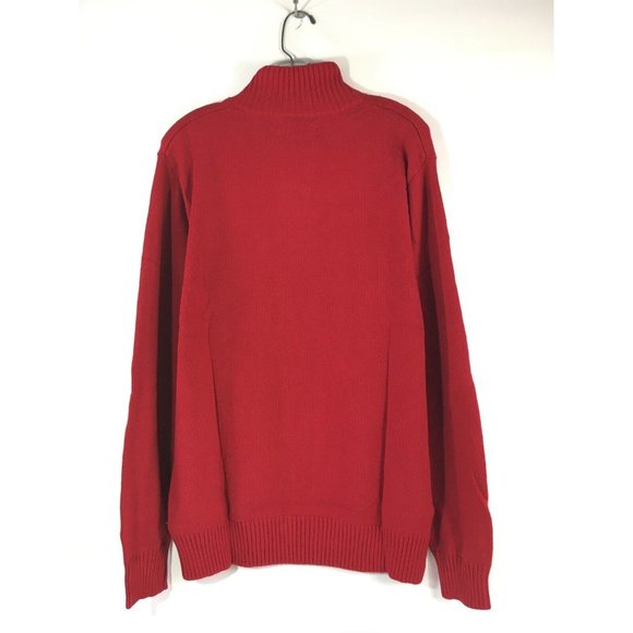 US Polo Assn. Quarter Zip Mock Neck Sweater Large Engine Red Stripe - Picture 5 of 10